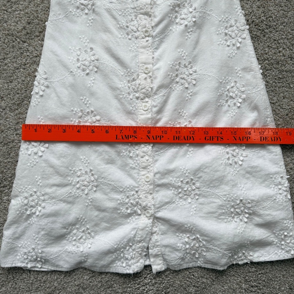 O.P.T Women's White Cotton Babydoll Milkmaid Eyelet Summer Dress Small Romantic - Picture 15 of 16